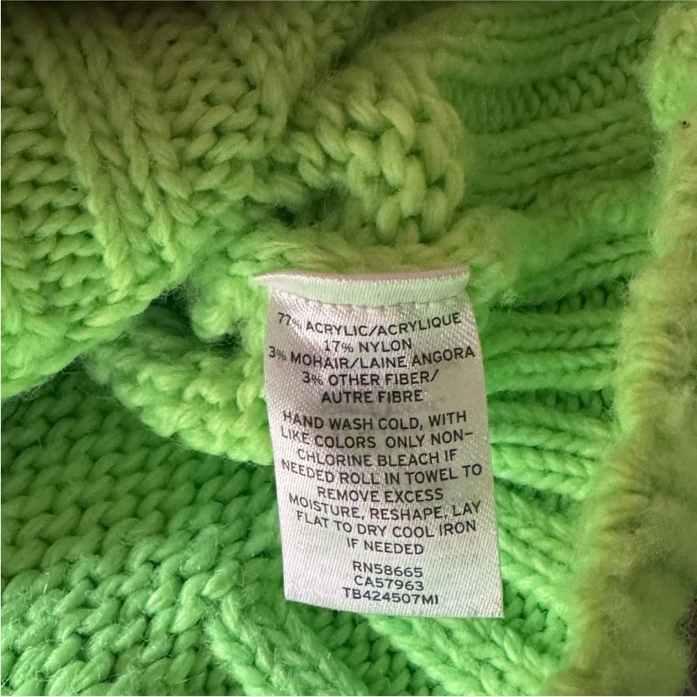 Grey and Neon Green Ombré Crew Neck Sweater - Picture 3 of 4